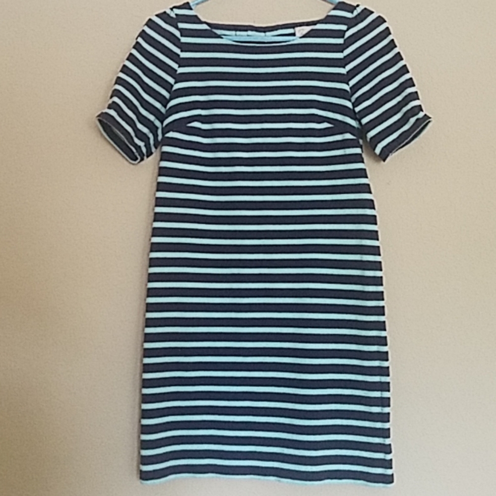 Anthropologie striped cotton dress triple bows XS